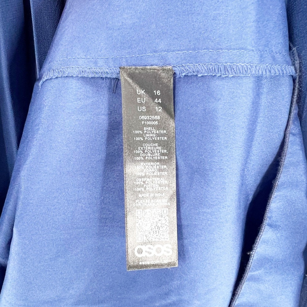 ASOS Maxi Dress Womens 12 Blue Excellent Pleated Flutter Sleeve Wrap V-Neck - Picture 5 of 5